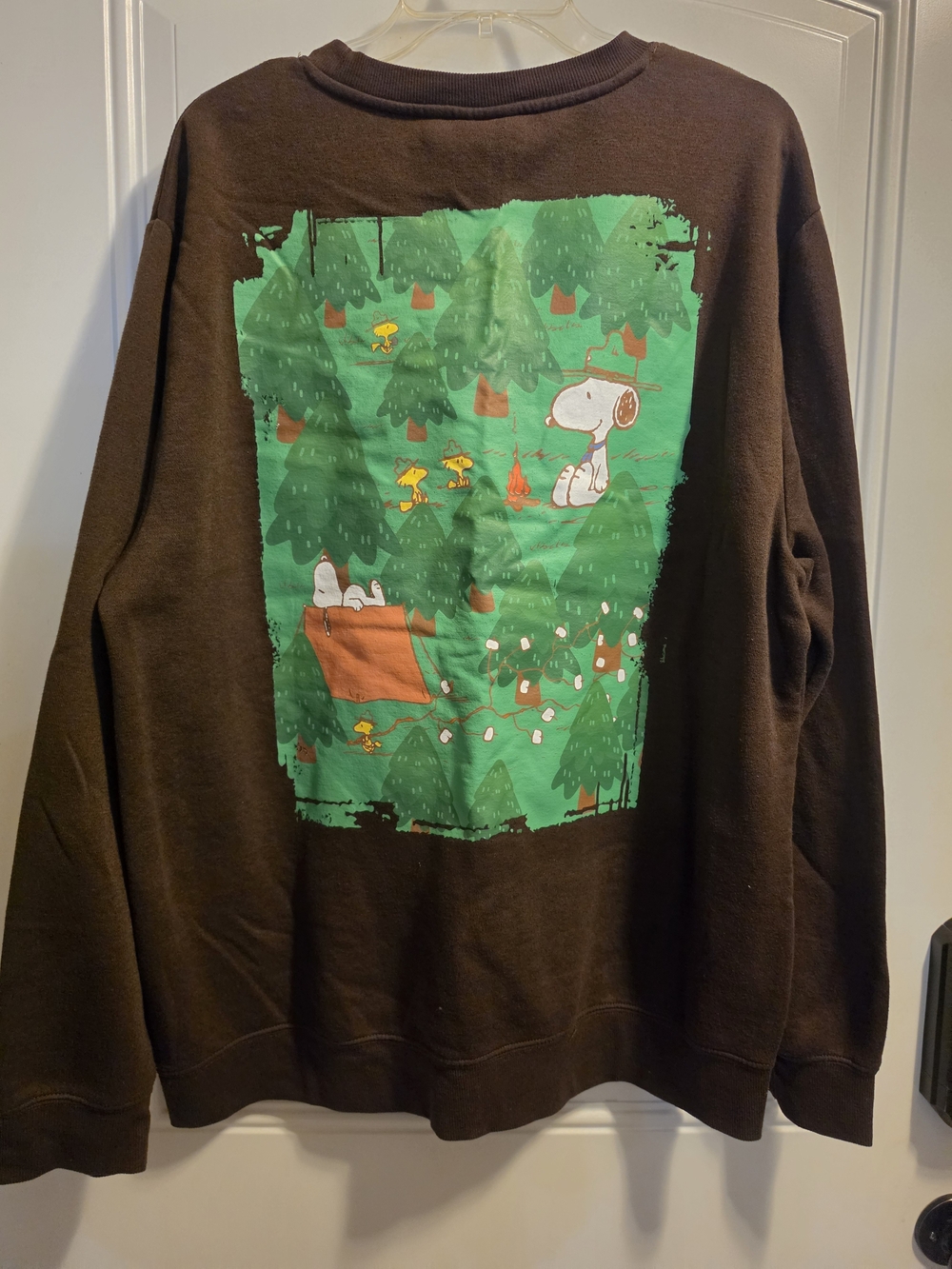 Peanuts Men's Brown Snoopy Campfire Crewneck Sweatshirt - Picture 2 of 3